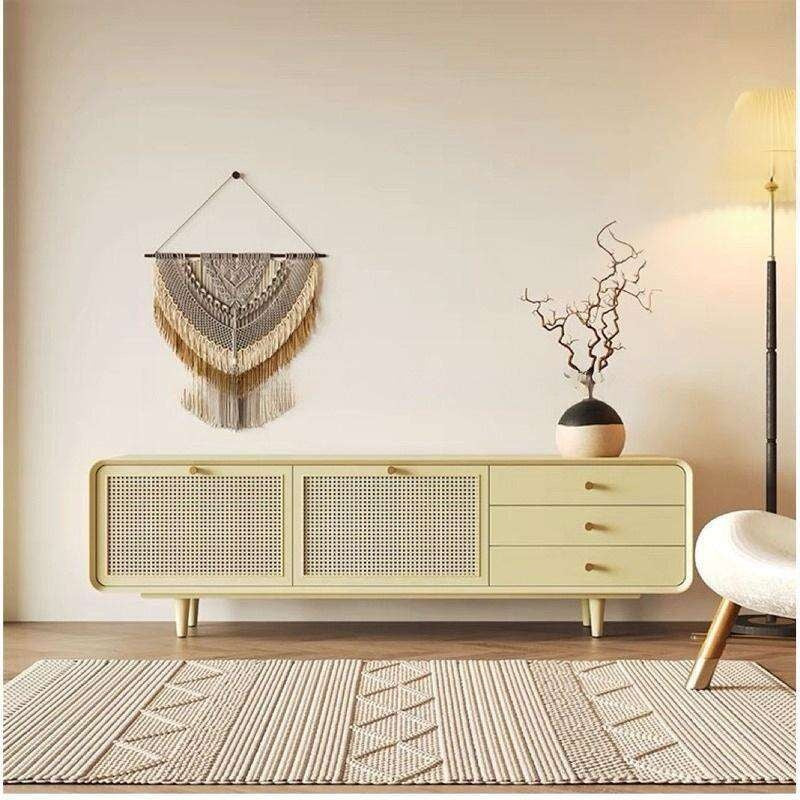 Nordic simple luxury solid wood living room coffee table cabinet combined large capacity TV shelf