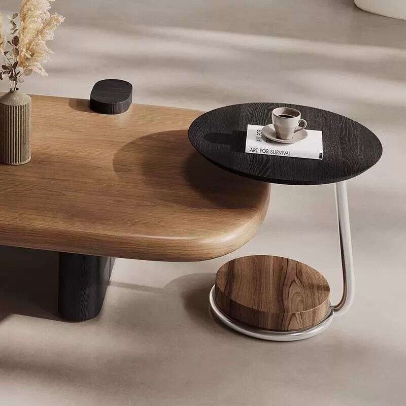 Oval Solid Wood Simple Log Living Room Home Coffee Table