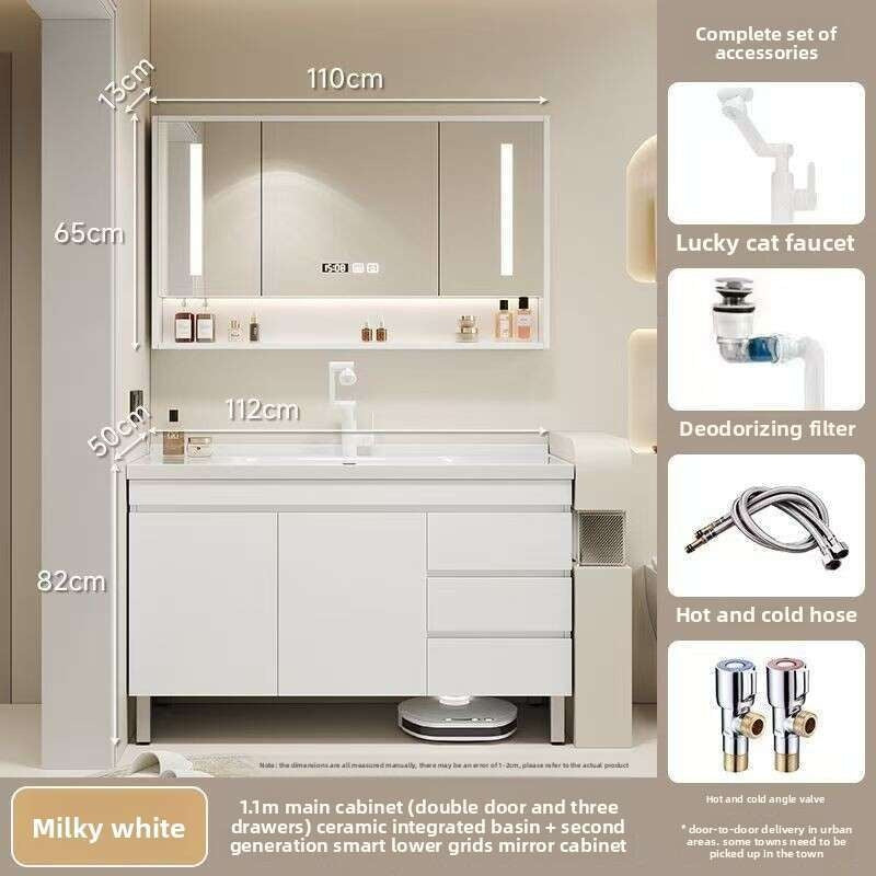 QW- Real Wood Storage Smart Mirror Cabinet Sink Set in the Bathroom