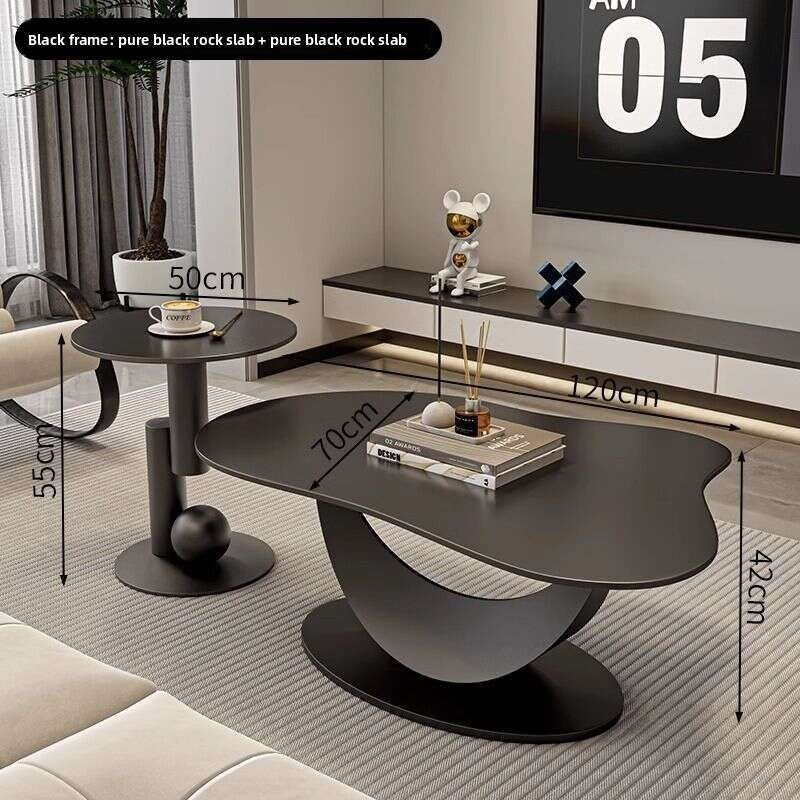 Slate coffee table, modern, simple, living room, home, irregular shape. New style tea table