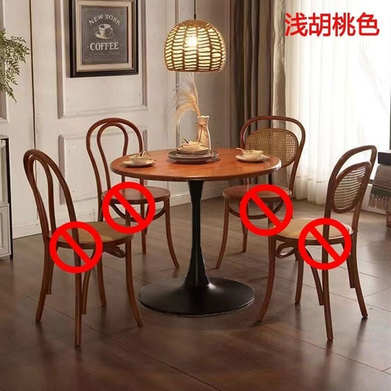 วอลนัทสีกลมและแผ่นกลมขนาดเล็กสำหรับบ้านอพาร์ทเมนท์ขนาดเล็กระเบียงกาแฟโต๊ะต่อต้านต่อต้านโบราณ 