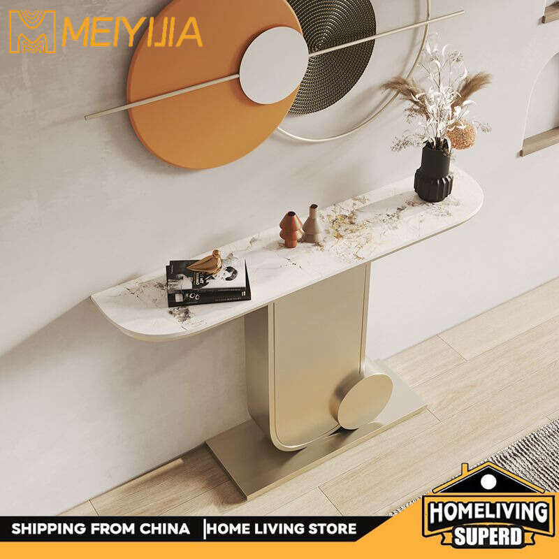 Italian Marble Entrance Hall Cabinet Luxury Living Room Minimalist Style Hallway Table Slim Strip Wall-mounted hallway display rack