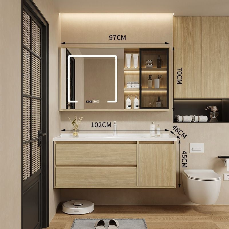 QW- Solid Wood Storage Smart Mirror Cabinet Bathroom Sink Set