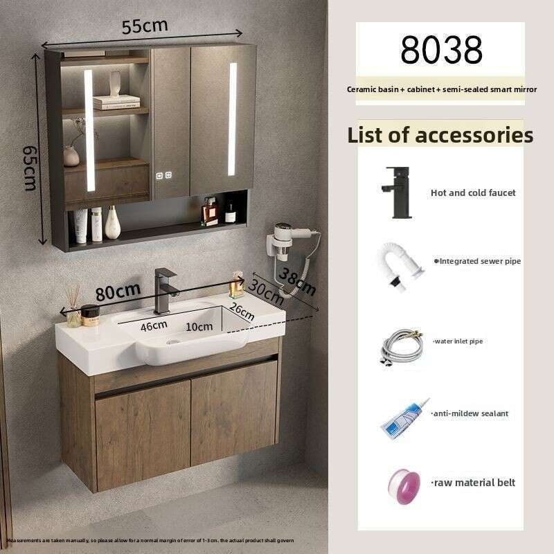 QW- Aluminum Storage Smart Mirror Cabinet in the Bathroom, Bathroom Sink Set