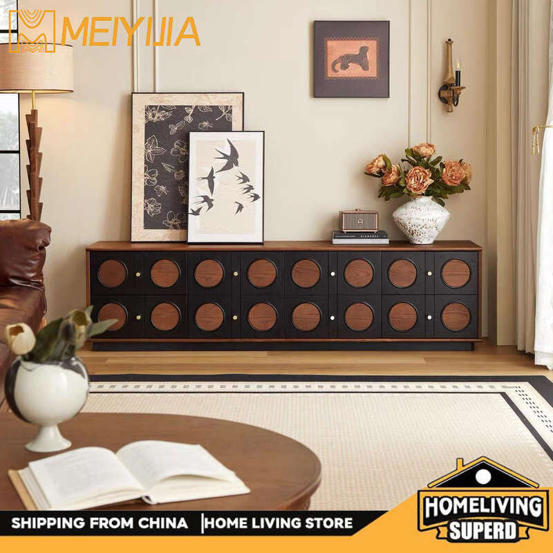 Solid wood set for living room American style floor standing TV cabinet