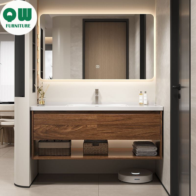 QW- Hua To wood cabinet Smart mirror in the bathroom Bathroom sink set