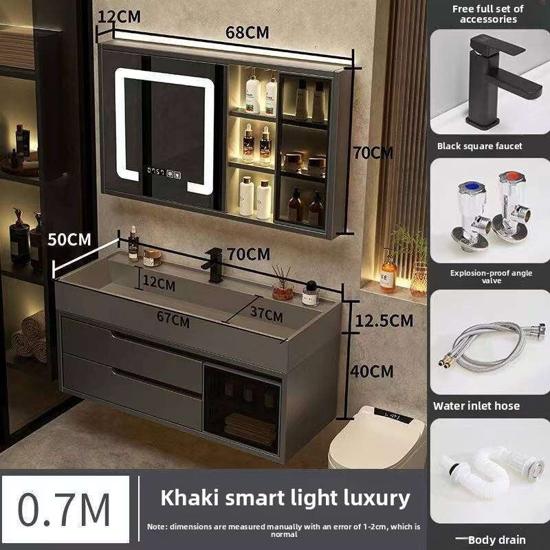 QW- Real Wood Storage Cabinet Smart Mirror in the Bathroom Sink Set