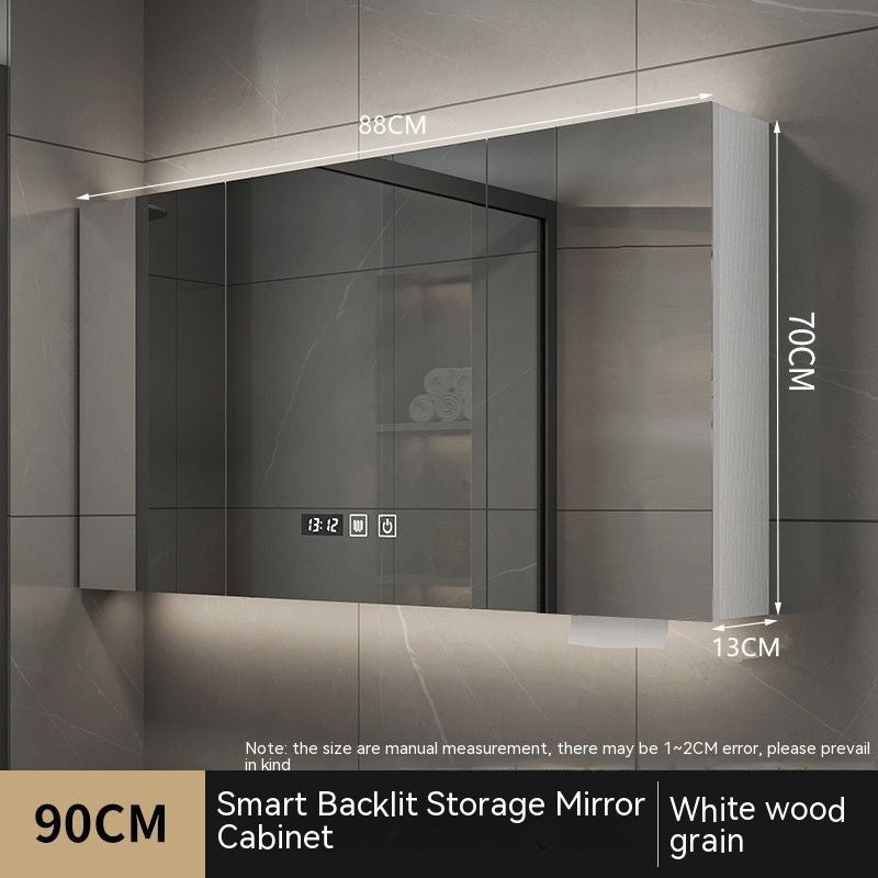 QW- Smart Solid Wood Wall Mounted Bathroom Mirror Storage Cabinet