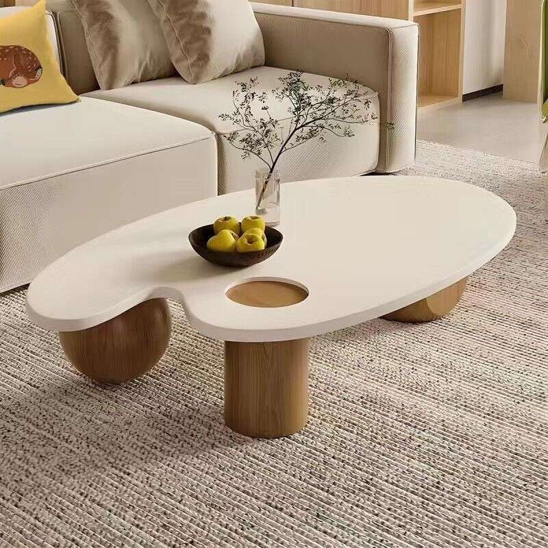 โต๊ะกาแฟ Nordic Modern Clouds Tea Table โต๊ะชาครีมสำหรับห้องนั่งเล่นที่บ้านเรียบง่ายบันทึกรูปร่างพิเศษ