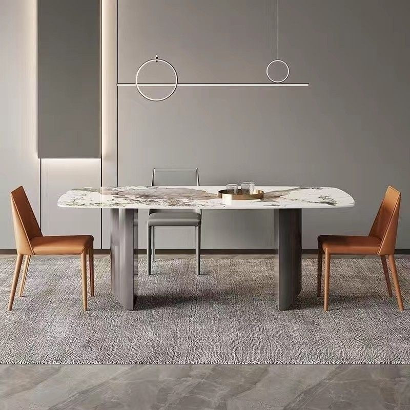BKK Ready Stock Premium Italian Style Dining Table Square shape Elegant style stainless steel marble