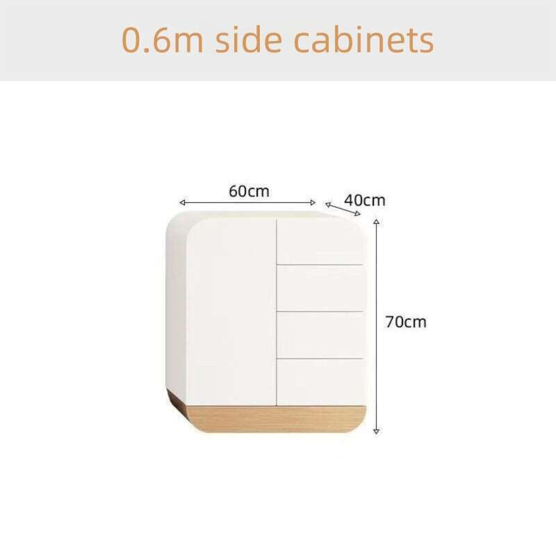 Set and coffee table made of solid wood, modern cream style, floor-standing TV cabinet