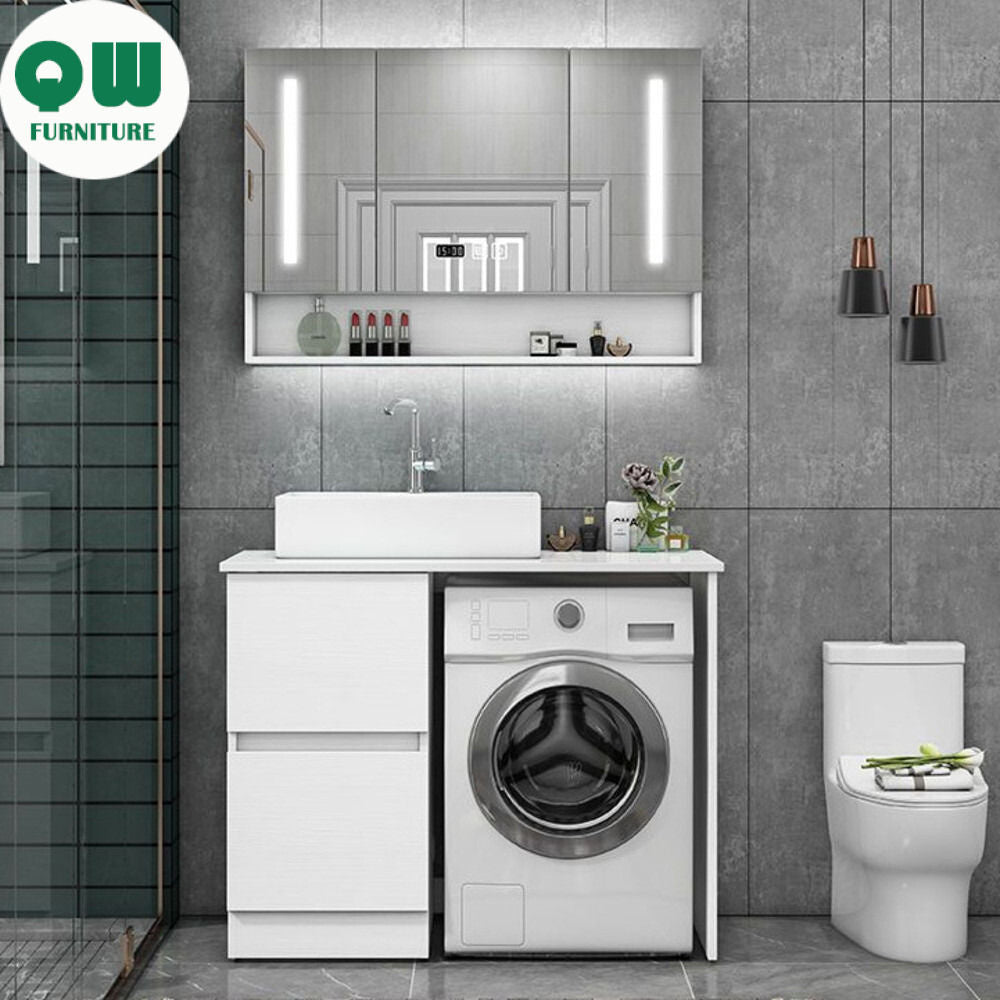 QW- Real Wood Storage Cabinet Bathroom Sink Set Washing Machine Table