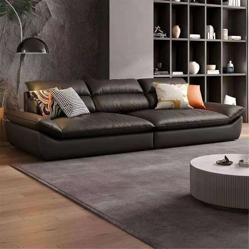 Sailing high living room, Italian luxury leather sofa, light