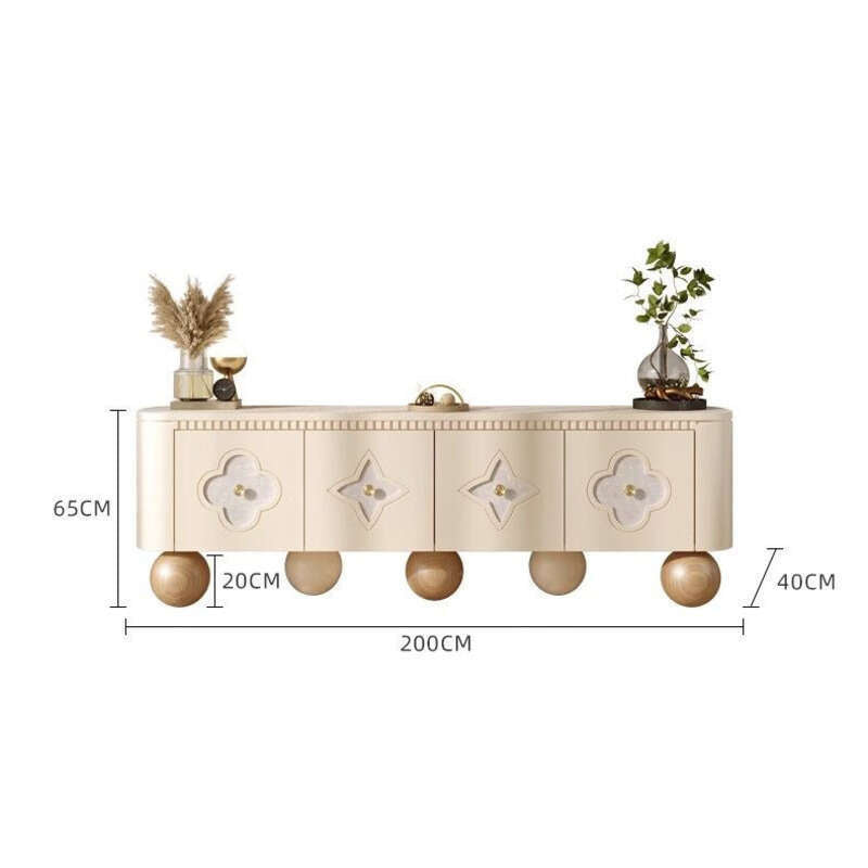 Nordic Medium Cream Wind Design Sense TV Living Room Storage Solid Wood Small Shell Home Floor Cabinet