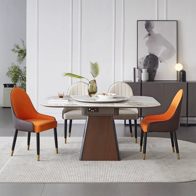 Premium Luxury Expandable Rectangular Marble Dining Table for Home Use