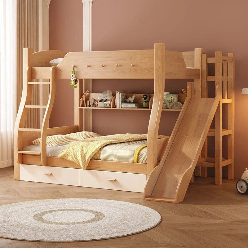 Thickened Wooden Double Upper and Lower Beds, Children's Solid Wood Bed, Multi-purpose, High-low, Includes Parent Bed