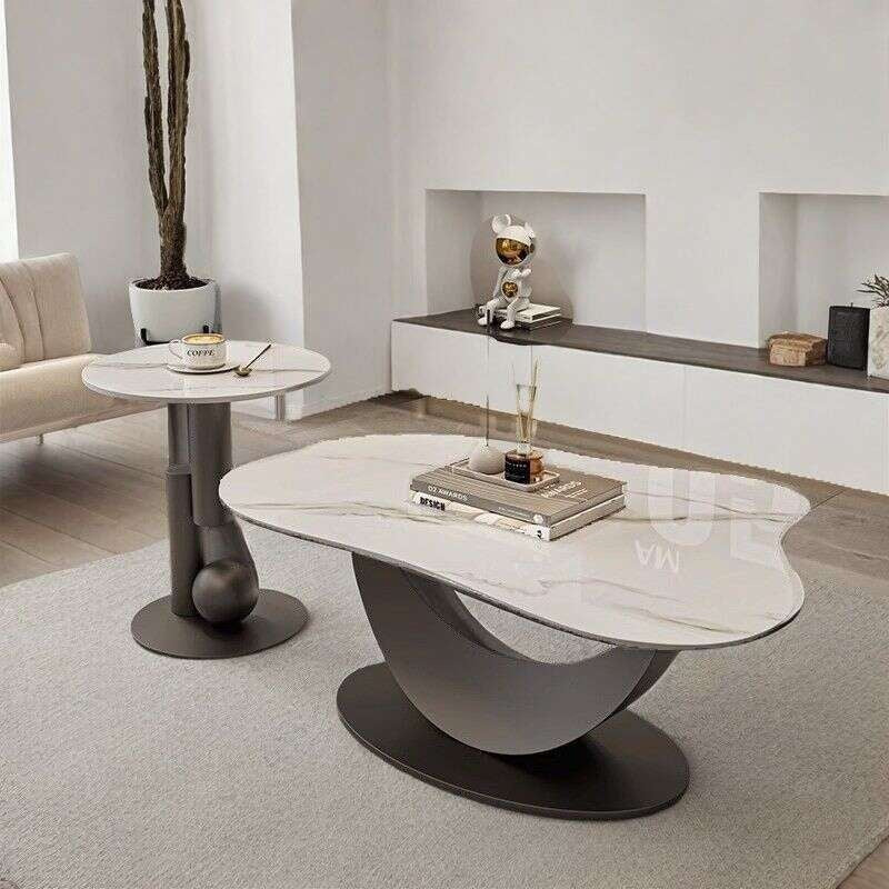 Slate coffee table, modern, simple, living room, home, irregular shape. New style tea table