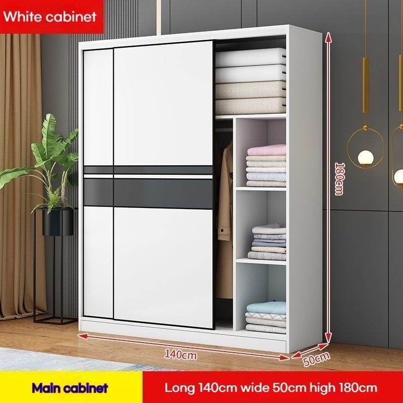 Solid wood home bedroom sliding door large wardrobe simple modern cabinet