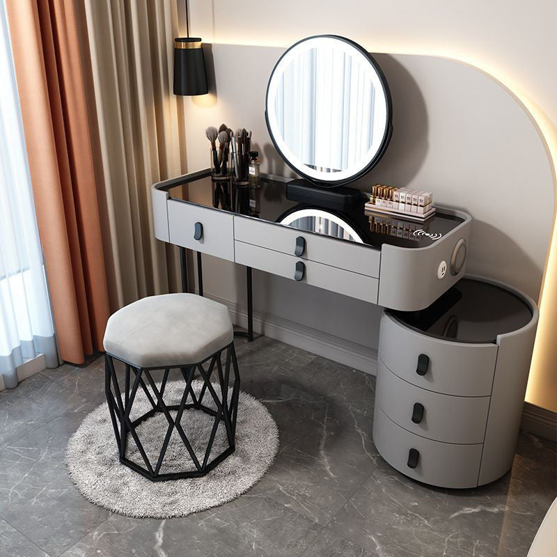 Simple solid wood smart bedroom table, multi-purpose dressing table with mirror, complete set