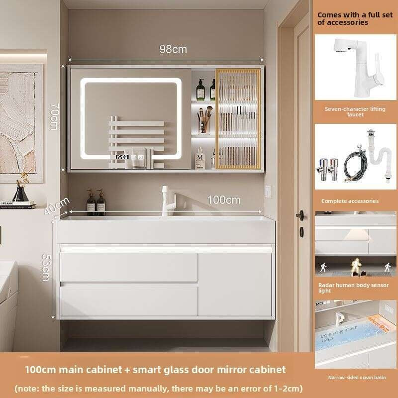 QW- Smart glass cabinet for bathroom storage, width 40 cm.