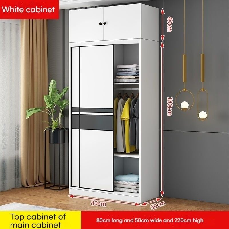 Solid wood home bedroom sliding door large wardrobe simple modern cabinet