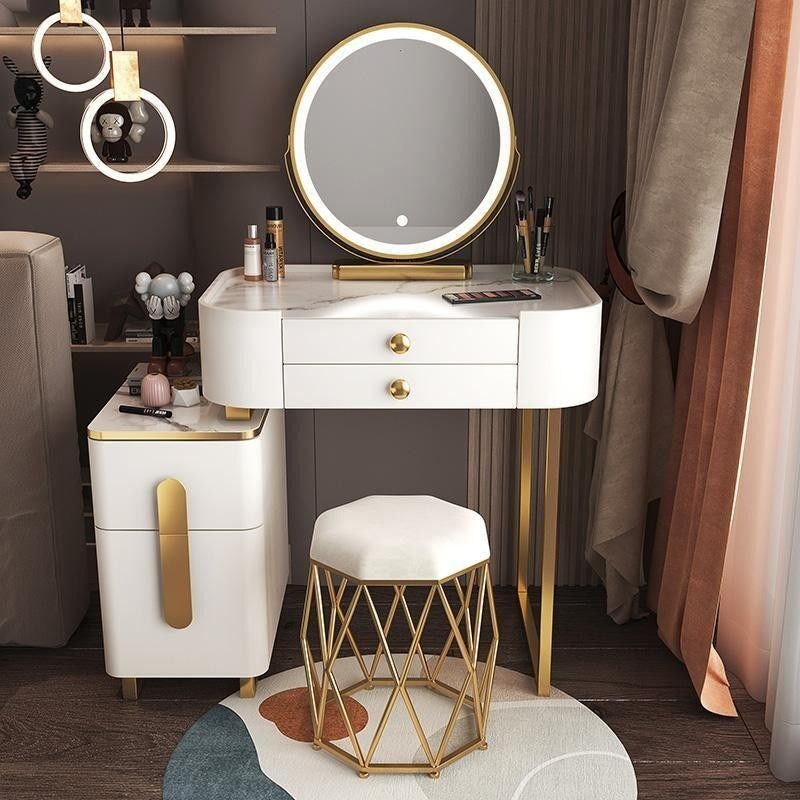 Modern Simple Dressing Table Bedside Storage Cabinet Bedroom Makeup Multifunctional Mirror Chair