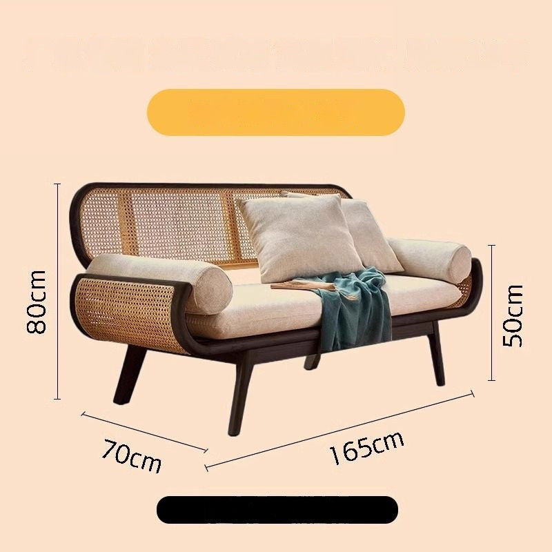 French Solid Wood Knitted Sofa Lazy Living Room Rattan Creative Small Indoor Leisure Chair