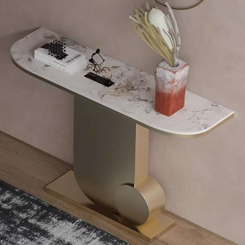 Italian Marble Entrance Hall Cabinet Luxury Living Room Minimalist Style Hallway Table Slim Strip Wall-mounted hallway display rack