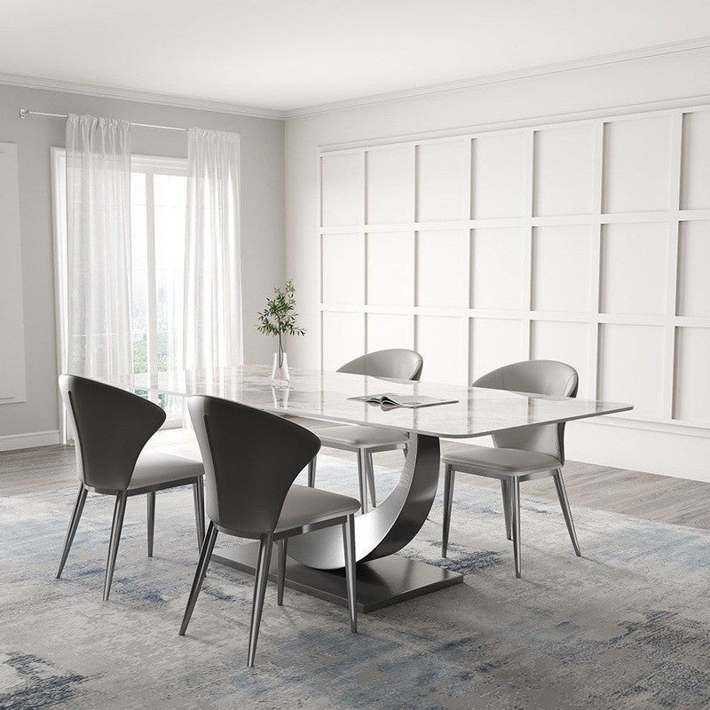 Modern Luxury Italian Moon Pattern Dining Table in Slate Gray
