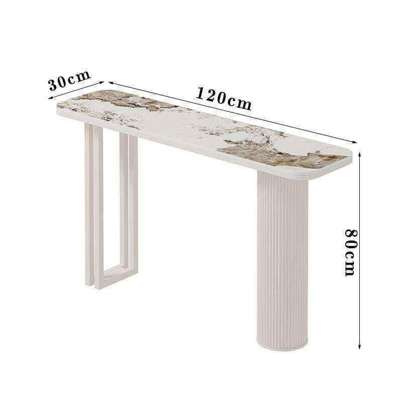 Bar living room divider stone table, metal strip, entrance, Italian style, light luxury square console table.