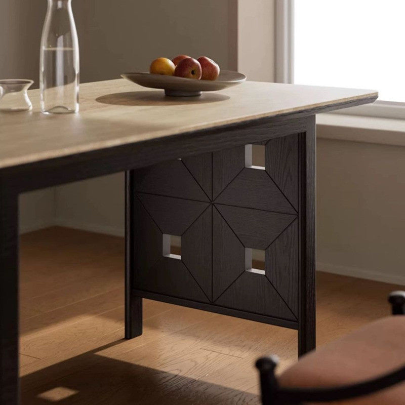 Modern villa square Premium dining table The surface is made of wood and granite. Luxurious style for use in the home.