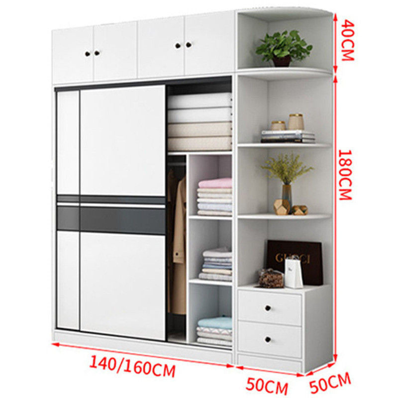 Solid wood home bedroom sliding door large wardrobe simple modern cabinet