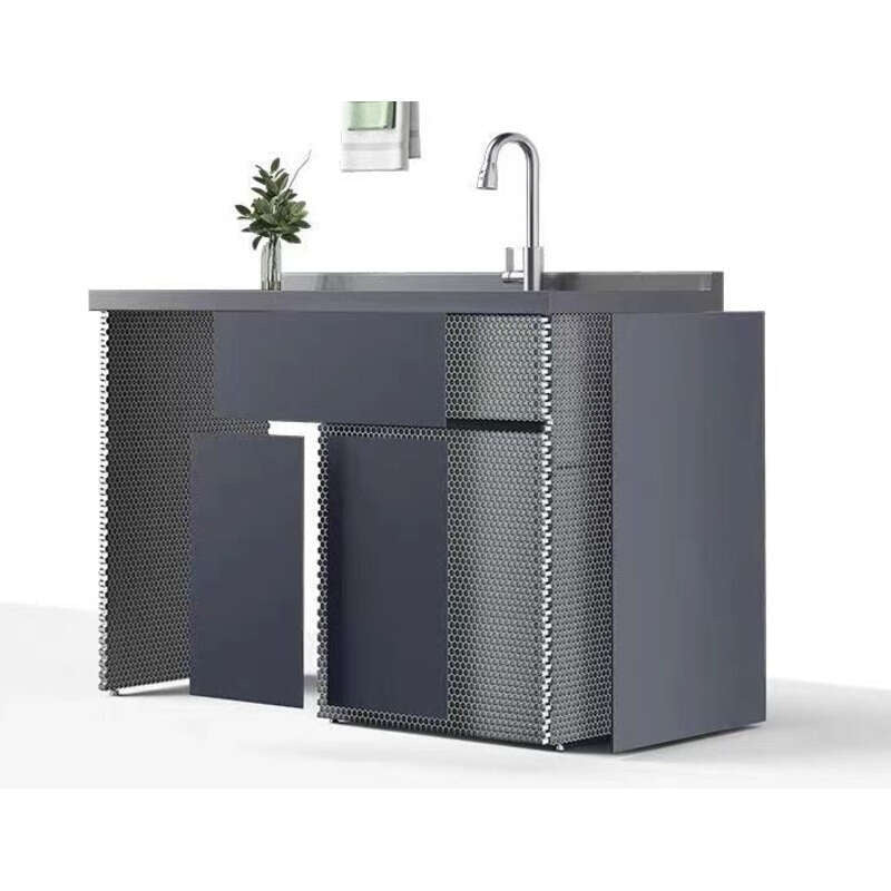 QW- Stainless Steel Storage Cabinet Bathroom Sink Washing Machine Counter