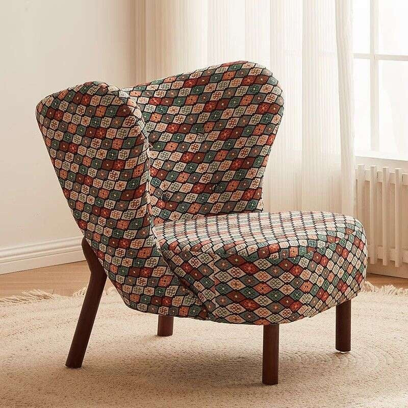 Single sofa with minimalist design, fleece jacquard lounge chair for the living room or balcony, comfortable sofa.