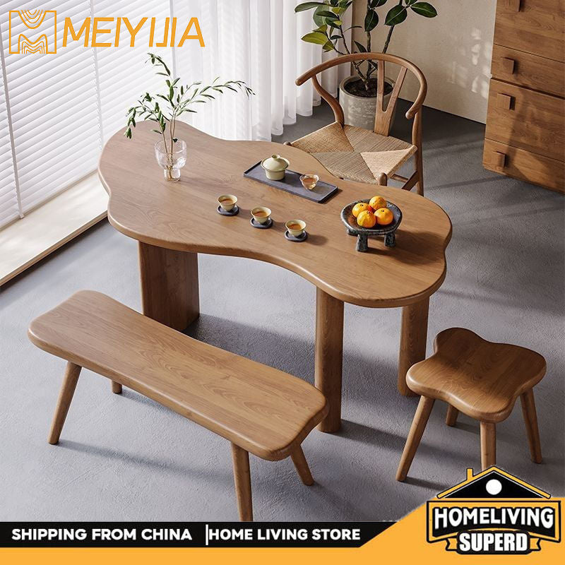 Special-shaped solid wood and chair combination, home living room, balcony, tea table, modern simple coffee table