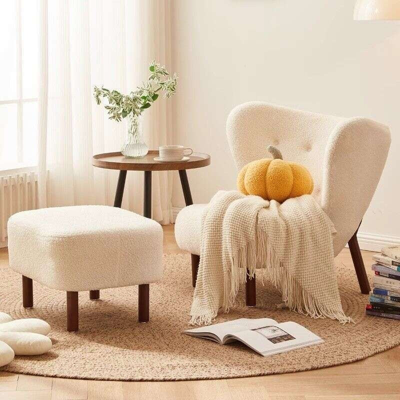 Single sofa with minimalist design, fleece jacquard lounge chair for the living room or balcony, comfortable sofa.