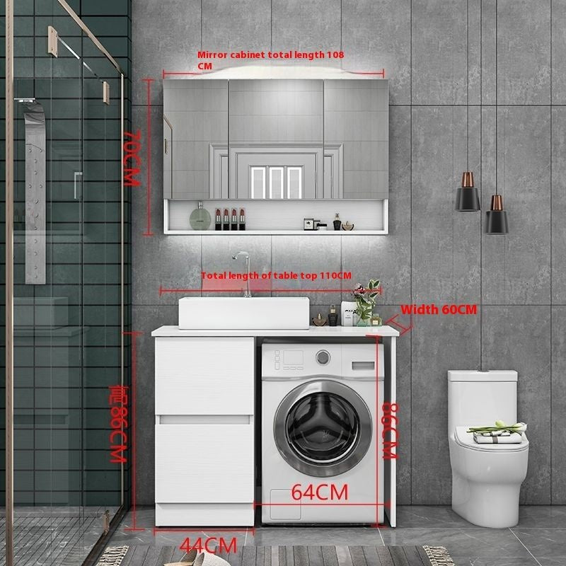 QW- Real Wood Storage Cabinet Bathroom Sink Set Washing Machine Table