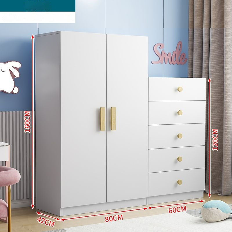 Solid Wood Home Bedroom Modern Baby Children Simple Storage Cabinet with Drawers Wardrobe