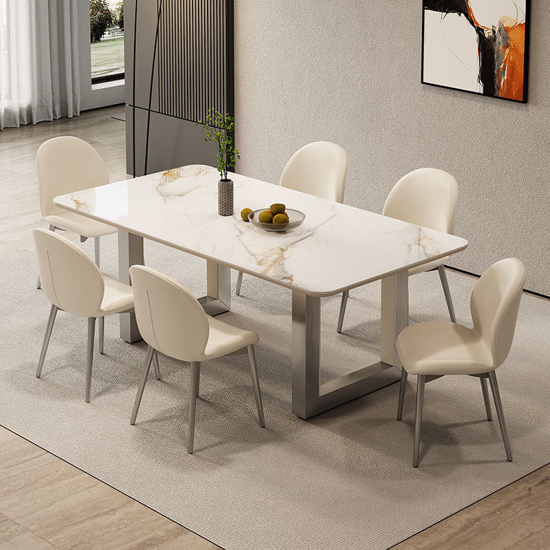 Luxurious Italian Dining Table and Bench Chair Set - Simple design, high-end luxury, creates a refined dining experience.