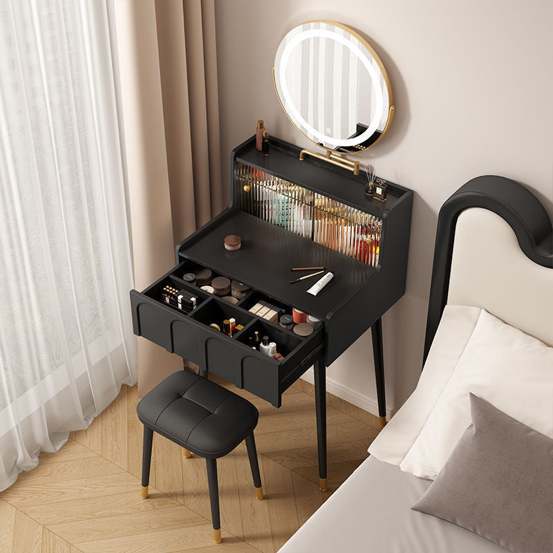 French Black Solid Wood Bedroom Small Mini Dressing Table