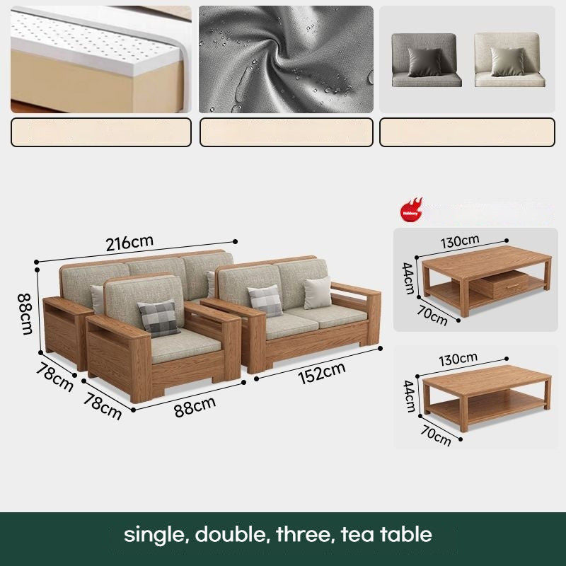 Nordic Fabric Solid Wood Furniture, Single Sofa, Double Sofa