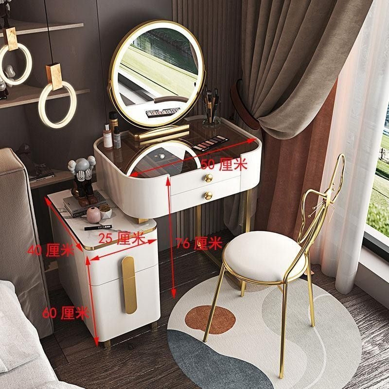 Modern Simple Dressing Table Bedside Storage Cabinet Bedroom Makeup Multifunctional Mirror Chair