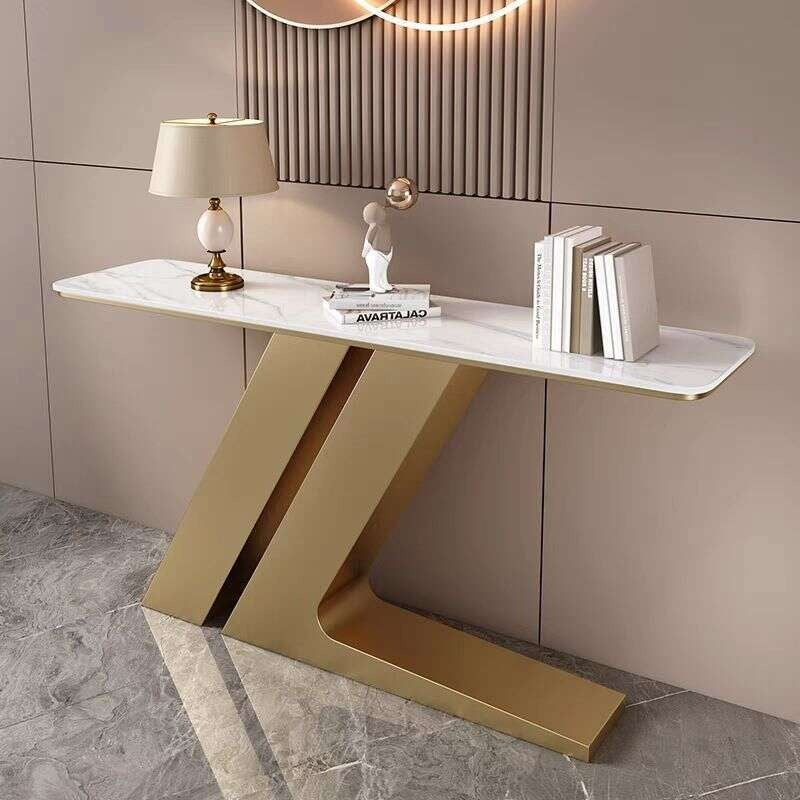 Light luxury tea Italian style room divider semi-circular modern, minimalist, wall-mounted, stone console table, end table