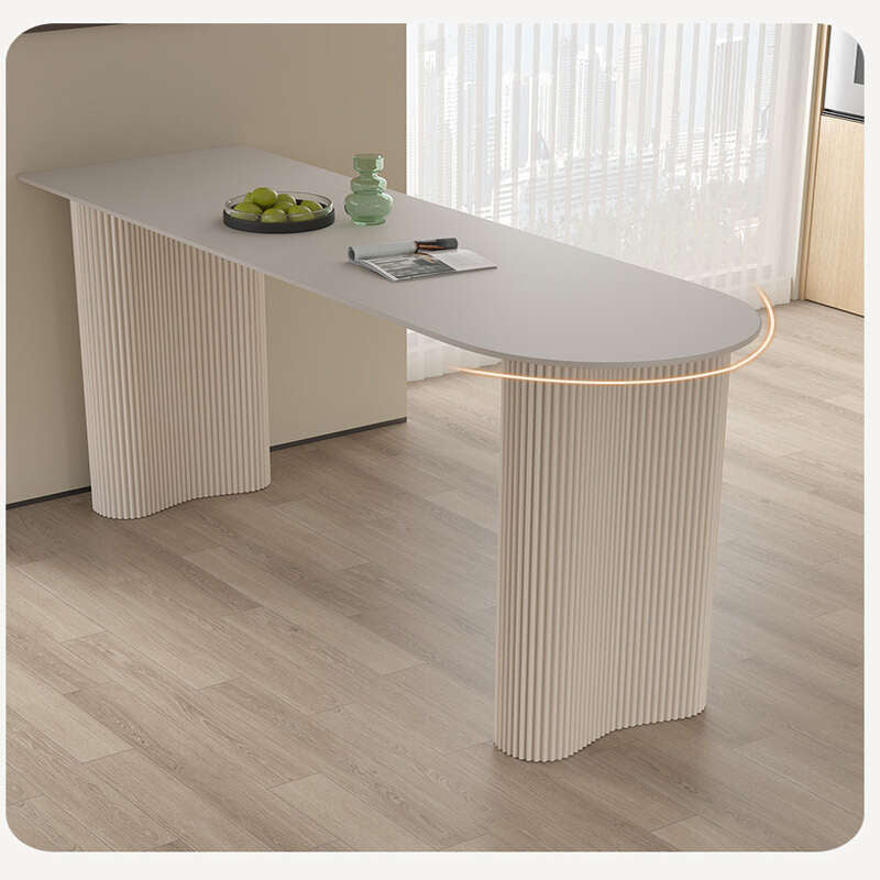 Stone household living room table, kitchen partition edge, bar counter, balcony with semicircular wall, elegant lighting, high table