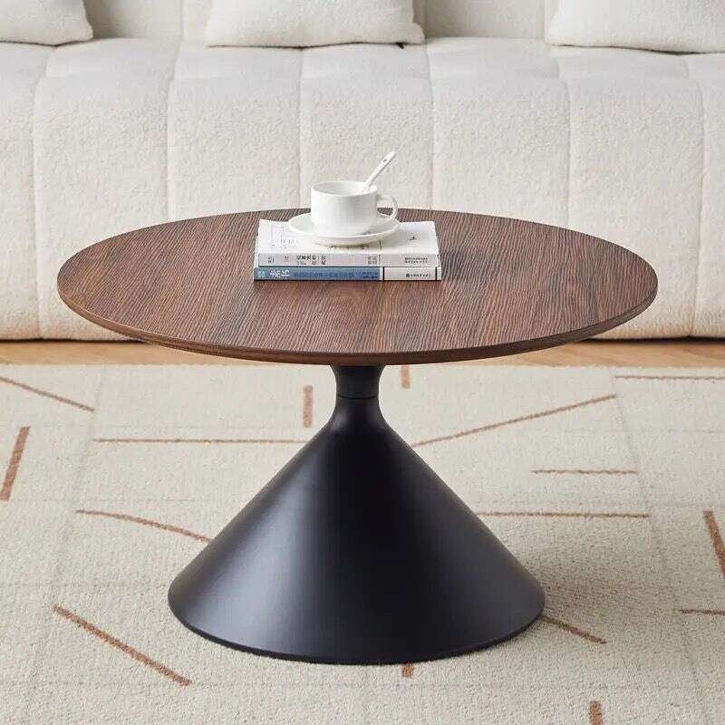 Solid wood tea table, Nordic style, for home living room, mixed design, modern, simple, round shape.