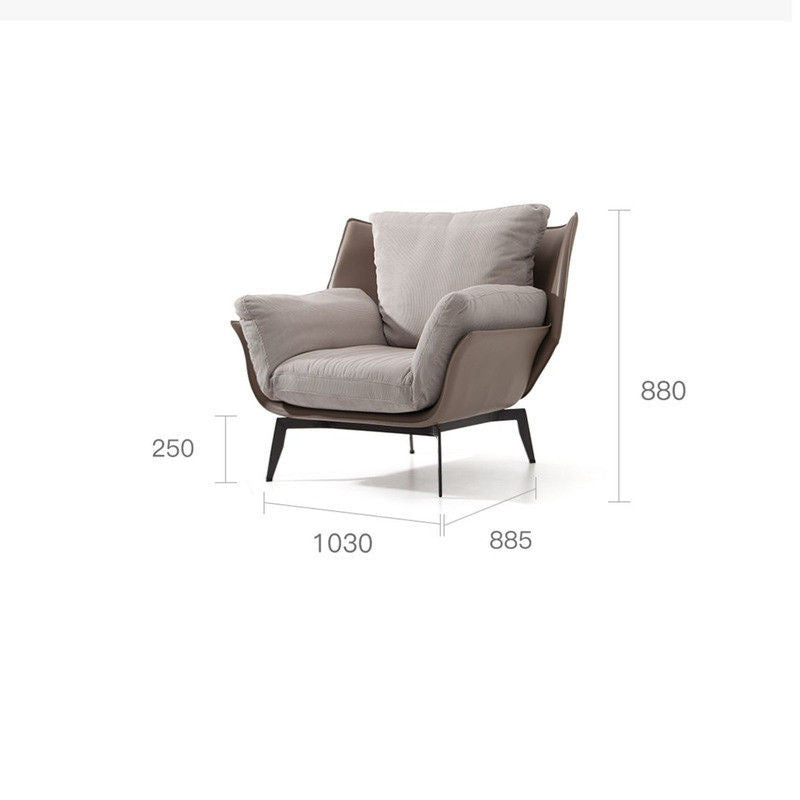 Light Luxury Italian Style Simple Home Design High Quality Single Sofa Fabric Balcony Lounge Chair Protect Spine
