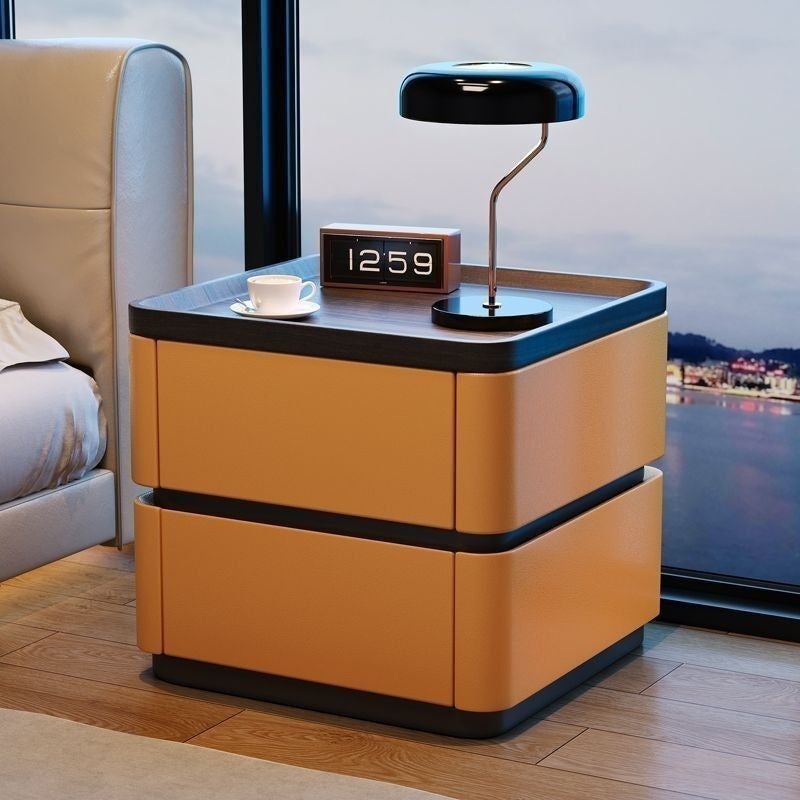 Elegant Decorative Table with Lock Modern Home Bedroom Italian Style Simple Storage Bedside Cabinet High-end Feeling