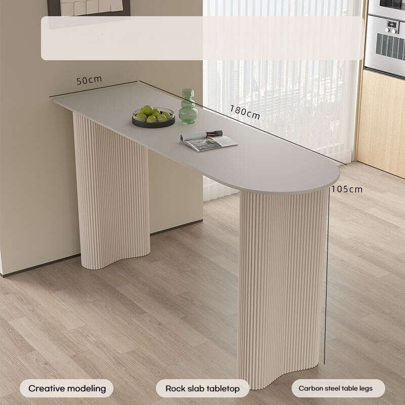 Stone household living room table, kitchen partition edge, bar counter, balcony with semicircular wall, elegant lighting, high table