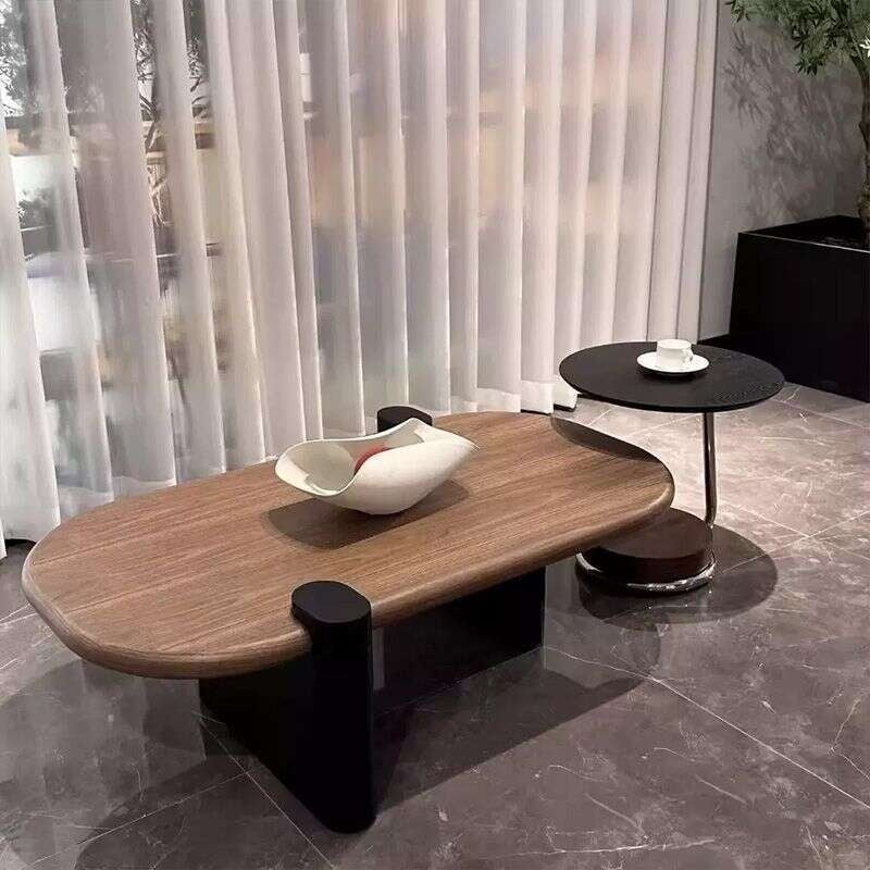 Oval Solid Wood Simple Log Living Room Home Coffee Table