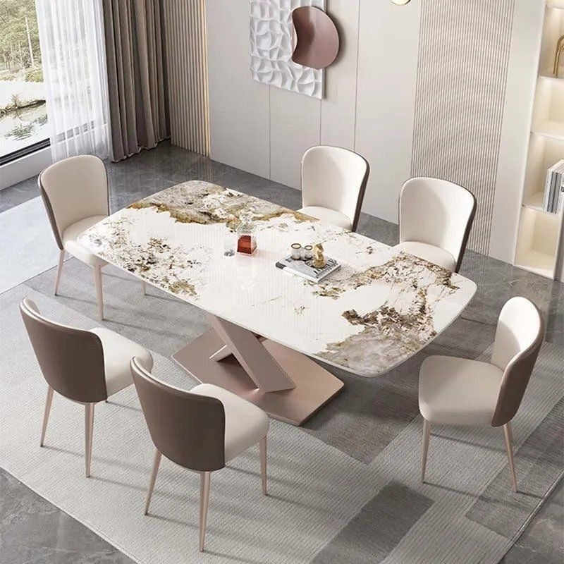 Luxurious marble dining minimalist small square table, Italian style, modern design for condos.